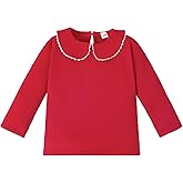 LYSMuch 18M-6T Toddler Baby Girl Long Sleeve Collar Shirt Peter Pan Blouse Lace Undershirt Top Solid Color Clothes