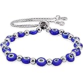 Mikovivi Adjustable Evil Eye Bracelet Women, Blue Lucky Bracelet with Evil Eye Rakhi for Brother Charm Good Luck Jewelry for Positive Energy