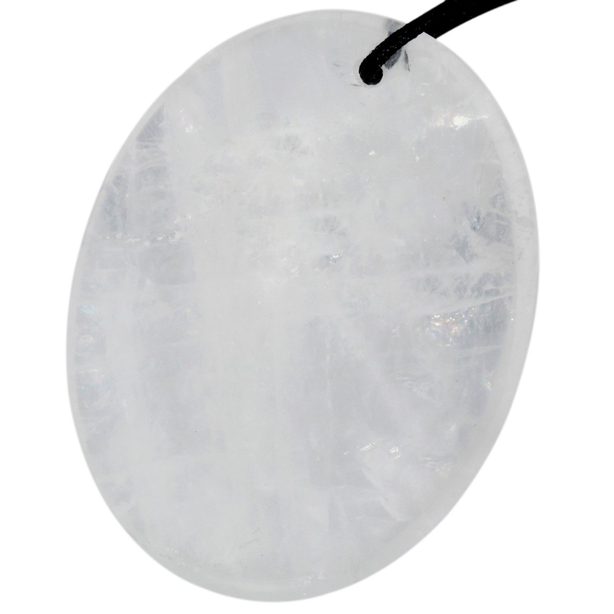 mookaitedecor 1Pc Natural Clear Quartz Thumb Stone,Pocket Palm Worry Stone Healing Crystal Meditation Stress Relief,Top Drilled