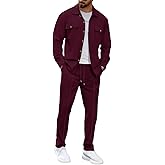 MQUN Mens Sweatsuits 2 Piece Set Jacket Top and Casual Pants Set Fall Fashion Sweatsuits Waffle Plaid Jacquard Outfits
