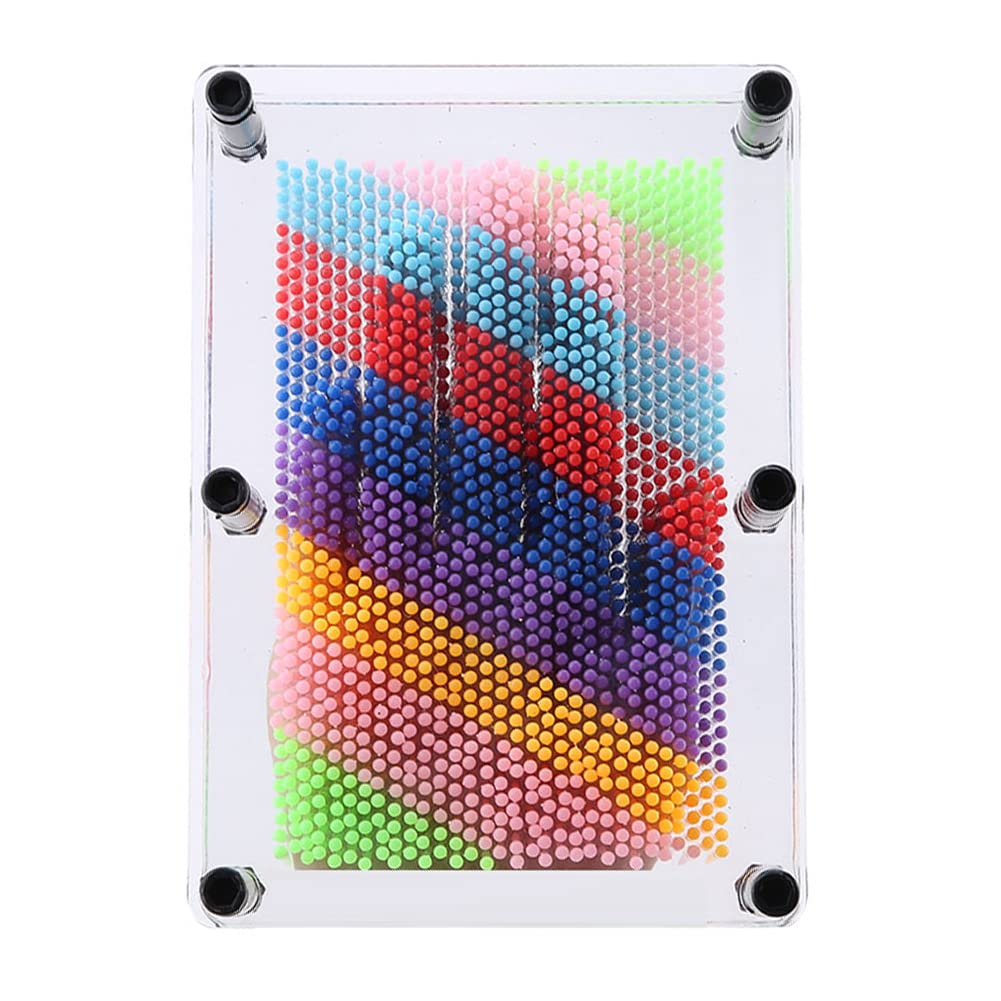 Cikonielf 3D Pin Art Toy Rainbow Impression Desktop Sculpture for Home Office, Educational Gift for Kids and Adults, Transparent Middle