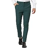 Lars Amadeus Men's Plaid Dress Slim Fit Checked Business Formal Pants with Pockets