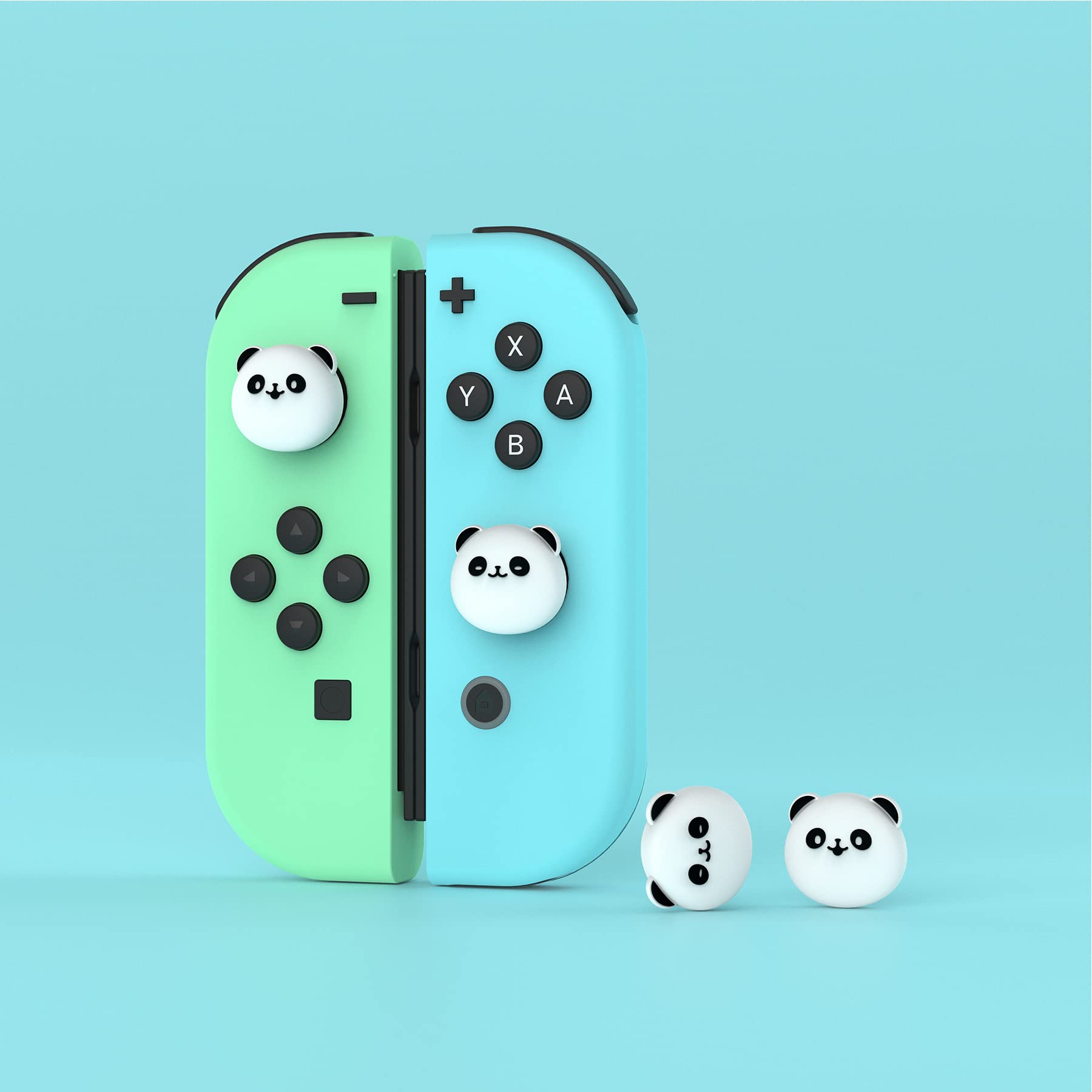 PlayVital Joystick Caps for Nintendo Switch, Thumbstick Grips for Switch Lite, Analog Cover for OLED Joycon Thumb Grip Caps - Chubby Panda