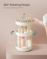 SONGMICS Makeup Organiser Rotating 3-Tier Round JKA011W01 Cloud White view 4