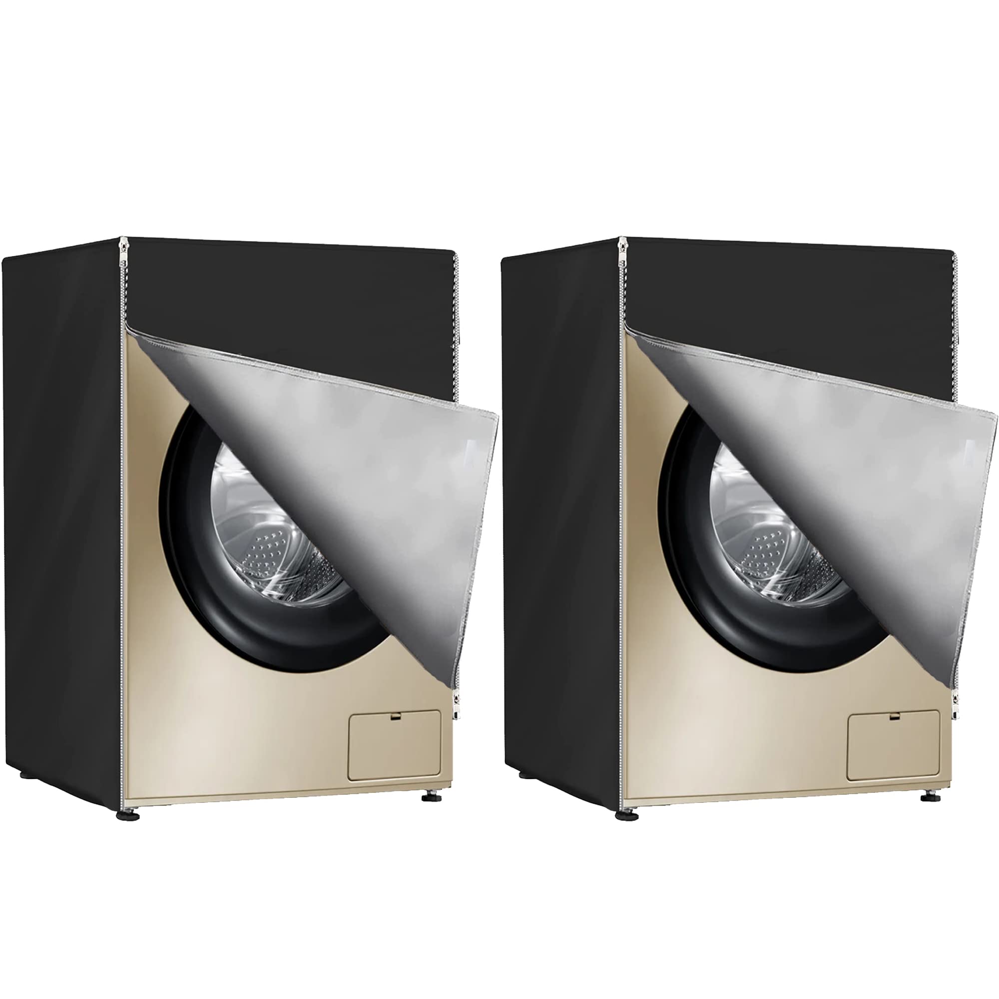 Photo 1 of 2Pack Washer Covers Fit Outdoor Top Load and Front Load Dryer/Washer Covers Machine Cover With Zipper Design for Easy Use Waterproof Dustproof Moderately Sunscreen 42 * 30 * 28 inch Black