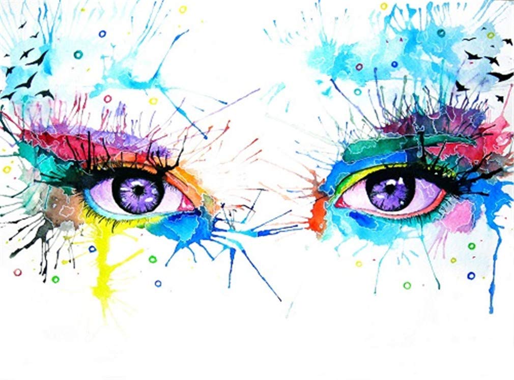 YEESAM ART Paint by Numbers for Adults Beginners Colorful Eyes 16x20 inch Linen Canvas Acrylic DIY Number Painting Kits Wall Art Decor Gifts