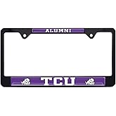 Elektroplate Officially Licensed TCU Horned Frog Alumni 3D Doming Black All-Metal Standard Size License Plate Frame Tag Holder for Cars/SUVs/Trucks Weatherproof Automotive Accessory