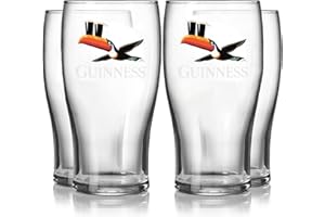 Guinness Gilroy Flying Toucan Pint Glass Gift Set – 4 Pack | Official Merchandise | 20oz Tulip Beer Glasses | Collectible Iri