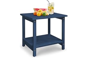 RKVPCNE Outdoor Side Table Patio Side Tables for Outside, Small Patio Table Square End Table for Patio Backyard, Pool, Indoor Companion Wood Weather Resistant，Blue