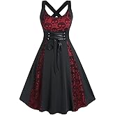 ROSE GAL Womens Plus Size Dresses Wrap V-Neck Gothic Vintage 50S Maxi Dress