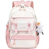 Womens Girls Backpack for School Cute Aesthetic Large Laptop Backpack Kawaii Preppy Teen Kids Bookbag Travel Daypack (Pink,S)
