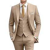 Amyox Men's Slim Fit 3 Piece Suit Two Button Business Wedding Dress Tux Suit Set Jacket Vest Pants with Tie