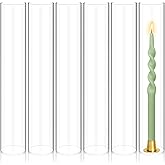 Showgeous 6 PCS Hurricane Candle Holder, D:2.5" H:14" Open Ended Glass Candle Cylinder Sleeve, Clear Glass Cylinder Candle Holder, Open Flame Candle Chimney Tube Cover, Bottomless Cylindrical Glass