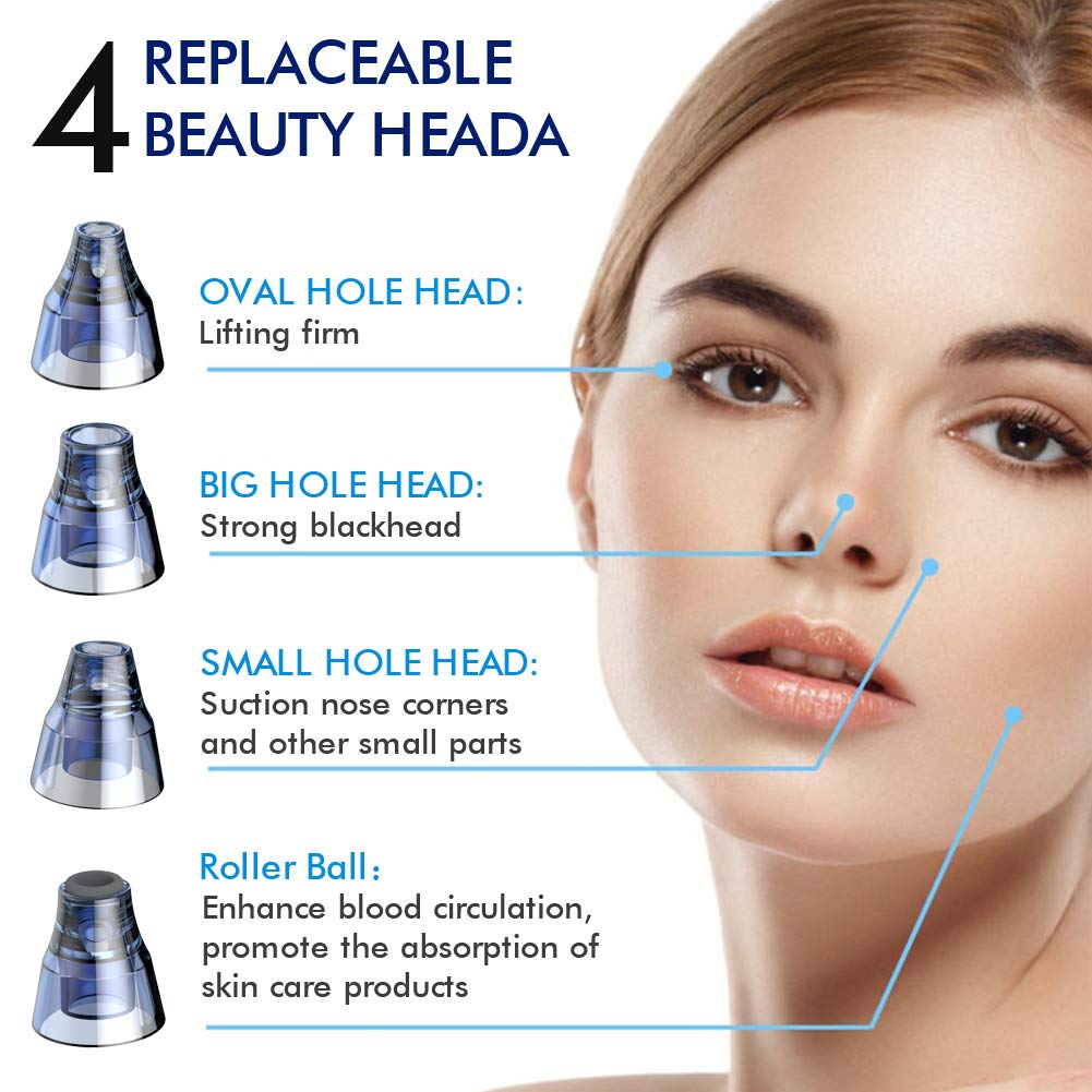 Blackhead Remover Pore Vacuum, Electric Blackhead Vacuum Cleaner Blackhead Extractor Tool Device Comedo Removal Suction Beauty Device USB Rechargeable for Women Men