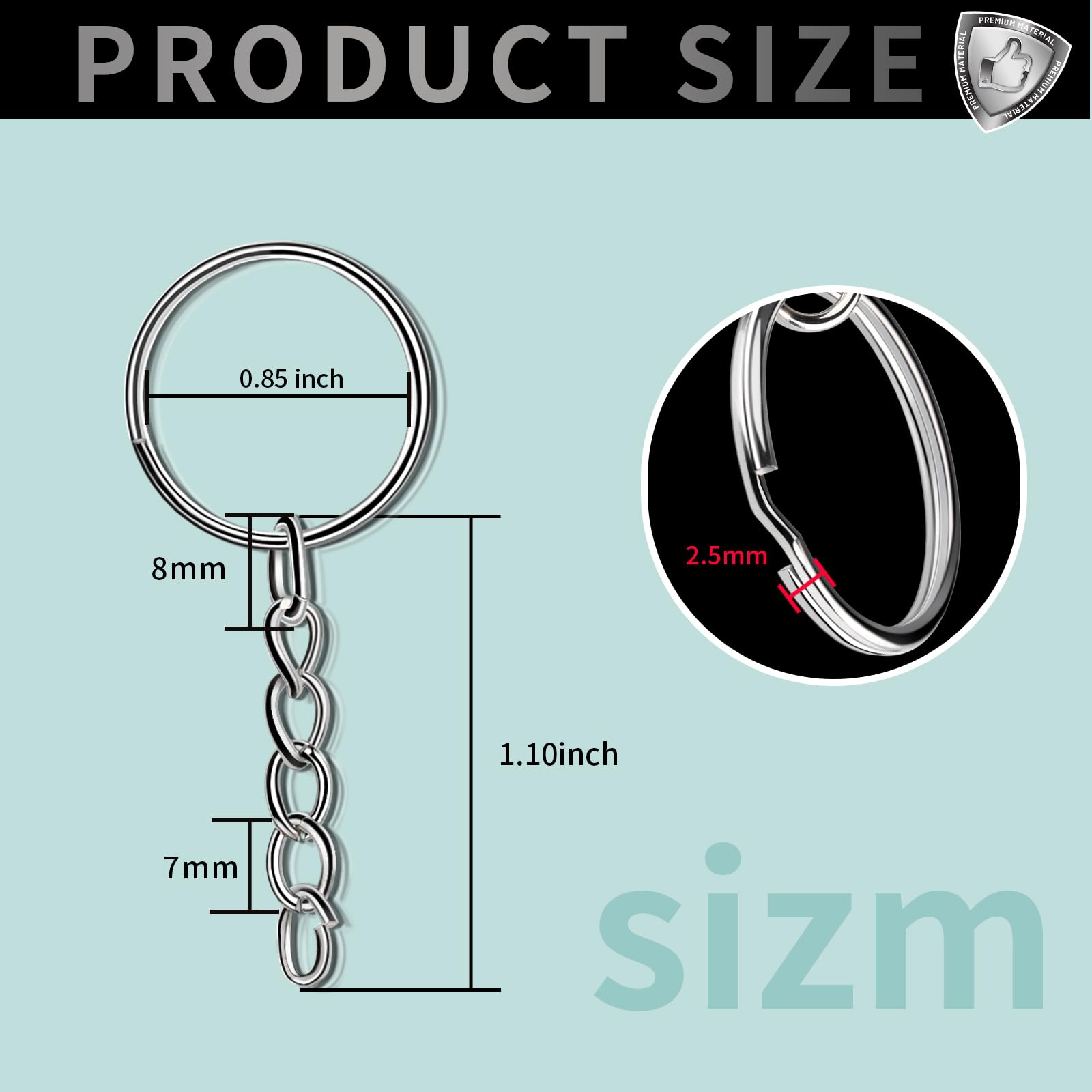 Teenitor Key Chain Rings Keychain Rings, 60pcs Key Ring Metal Keychain Split Key Rings Bulk, Keyring 25mm with 26mm Key Chains and 60pcs Open Jump Ring for Craft Key Ring