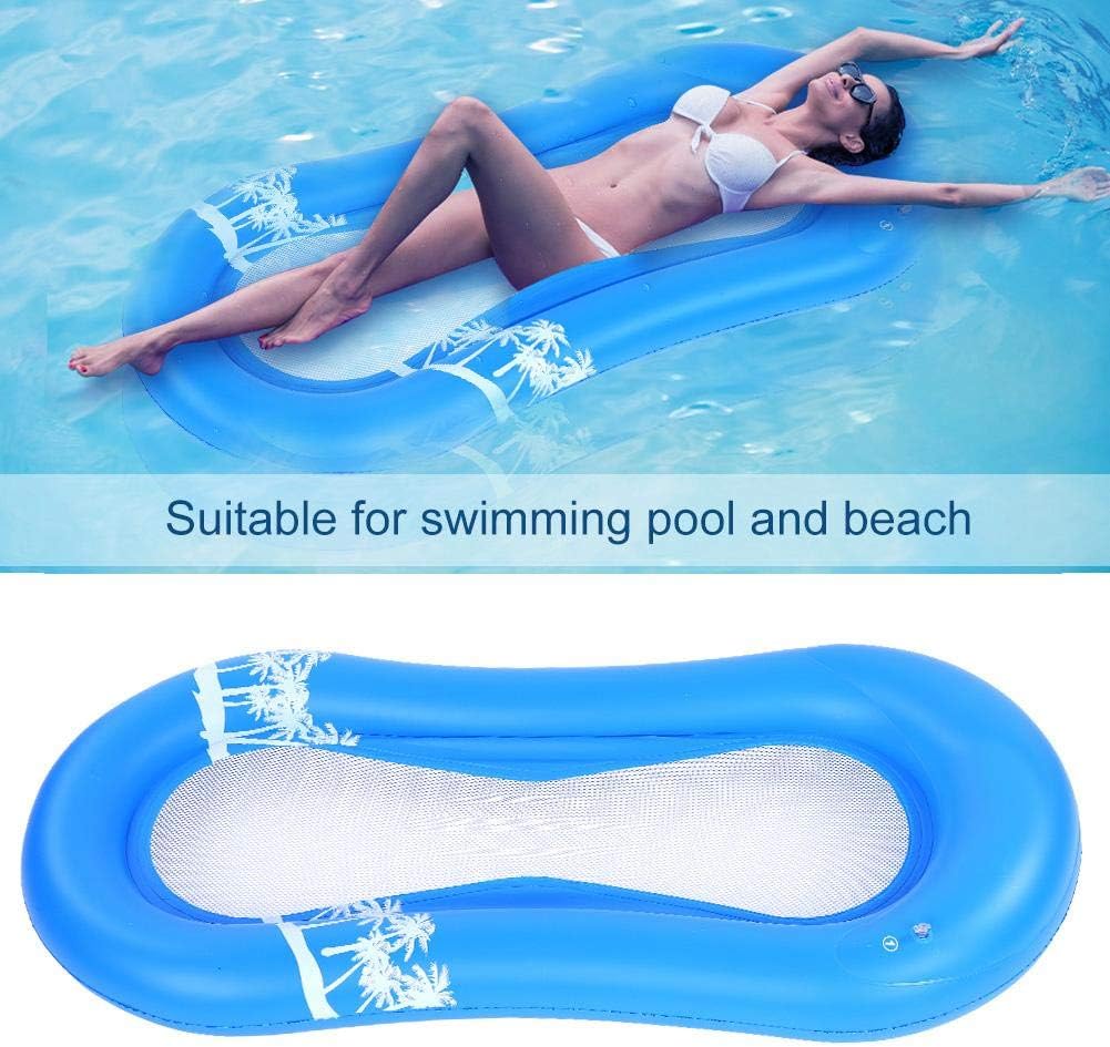 lahomie Lounger Pool Float, Inflatable Spring Float Swimming Pool Air Bed Beach Mat Surfing Beach Toy Hammock Bed Float Recliner Inflatable Water Lounger with Head Rest, 170 x 80 x 20cm(Blue)