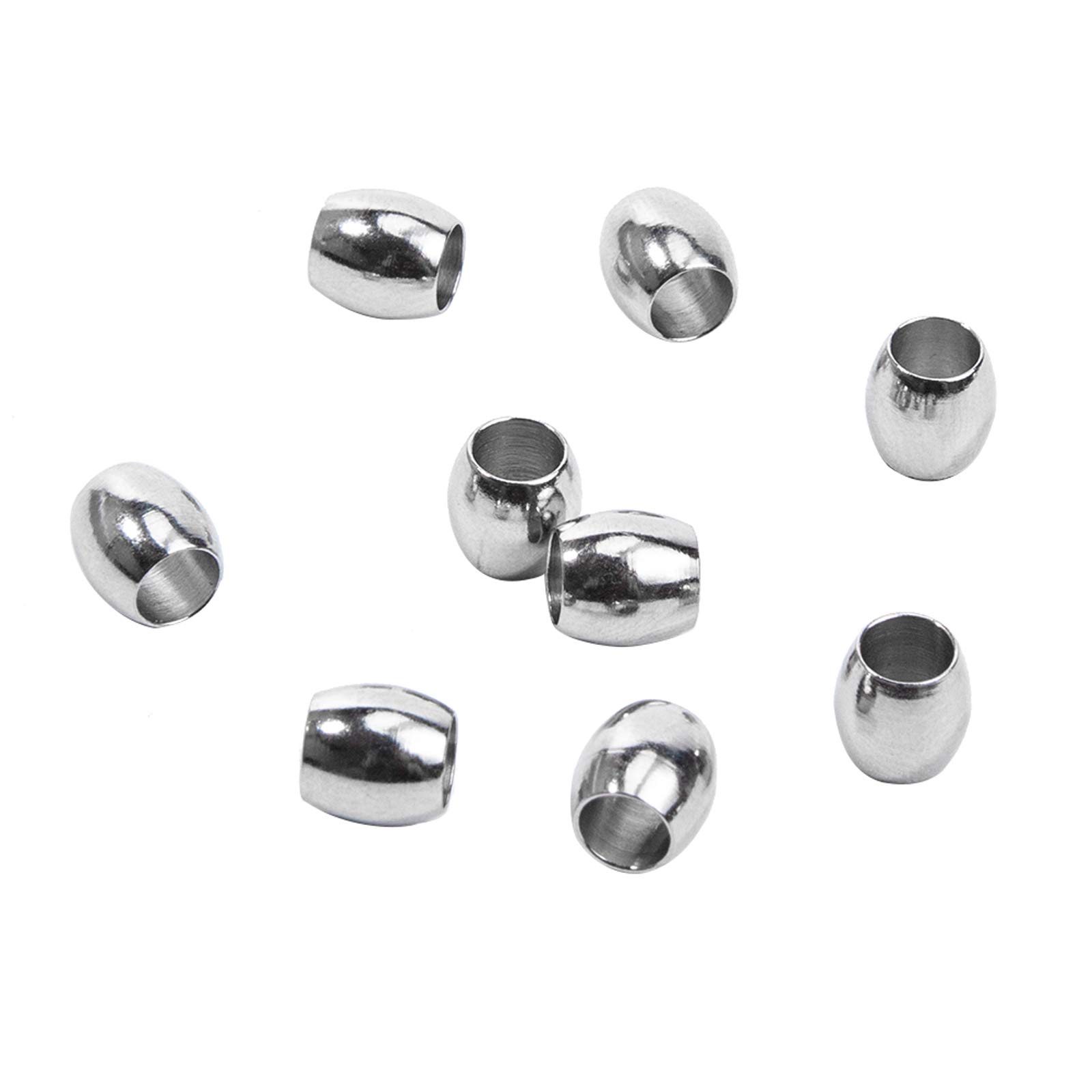 UNICRAFTALE 100pcs 6mm Barrel Beads Large Hole Spacers Beads Stainless Steel Loose Spacer Charm Jewelry findings for Necklace Bracelet Earring Making DIY