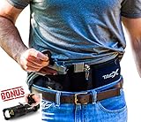 BELLY BAND HOLSTER for Active Concealed Carry | IWB/OWB Pistol Waistband Belt for Running, Hiking, Jogging | Waterproof Zipper Travel Pocket | Spare Magazine Pouch | Men & Women | BONUS LED TacLight