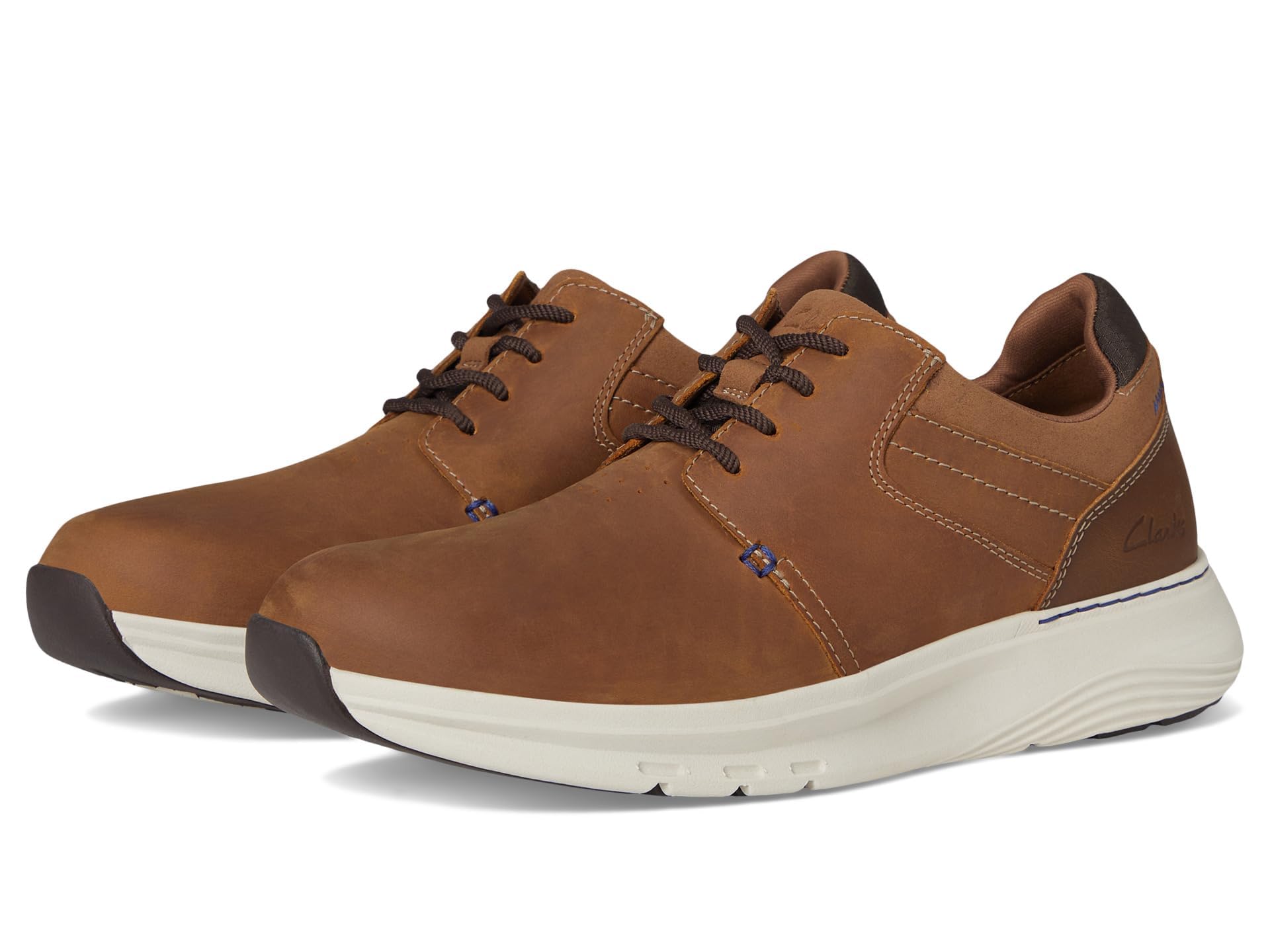 Clarks Collection Men’s Motion Trek PT Sneaker, Dark Tan Leather, 7 M US