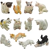 Pinenjoy 12Pcs Realistic Miniature Cat Figurine Mini Kitty Characters Figures Cute Resin Cake Topper for DIY Easter Eggs Chri