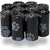Best Pet Supplies Poop Bags for Dogs - Black, 150 Count | Scented, Leak-proof, Easy-Tear perforations, 15 Thick Bags per roll, Outdoor Walking &amp; Travel, Fits Standard Holders