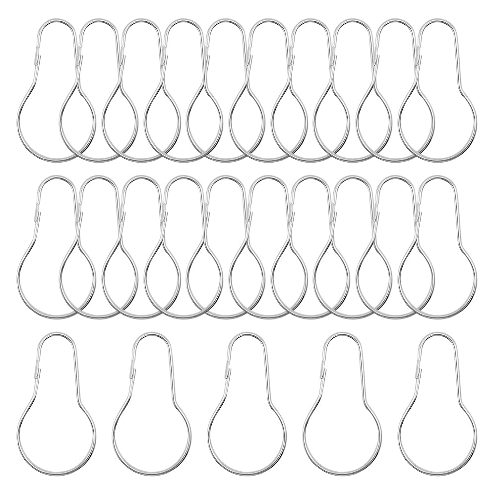 UMCHU 25 Pcs Metal Curtain Rings, Shower Curtain Rings, Curtain Rail Hanging Rings，for Bathroom, Shower Curtain Rod, Telescopic Rod Hanger, Shower Curtain Rail (Silver)