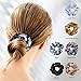 Set of 6 Large Women's Chiffon Flower Hair Scrunchies Hair Bow Chiffon Ponytail Holder -AQY002