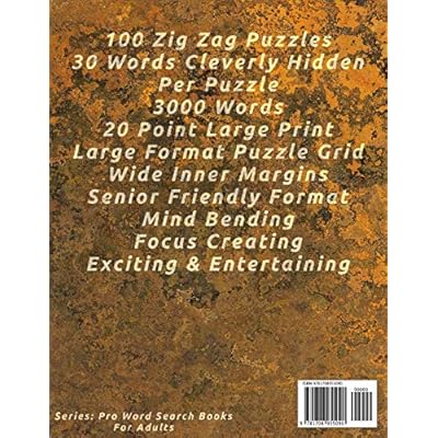 Buy Word Search Book For Adults Pro Series 100 Zig Zag Puzzles 20 Pt Large Print Vol 13 Pro Word Search Books For Adults Paperback Large Print November 16 2019 Online In Turkey 1708955097