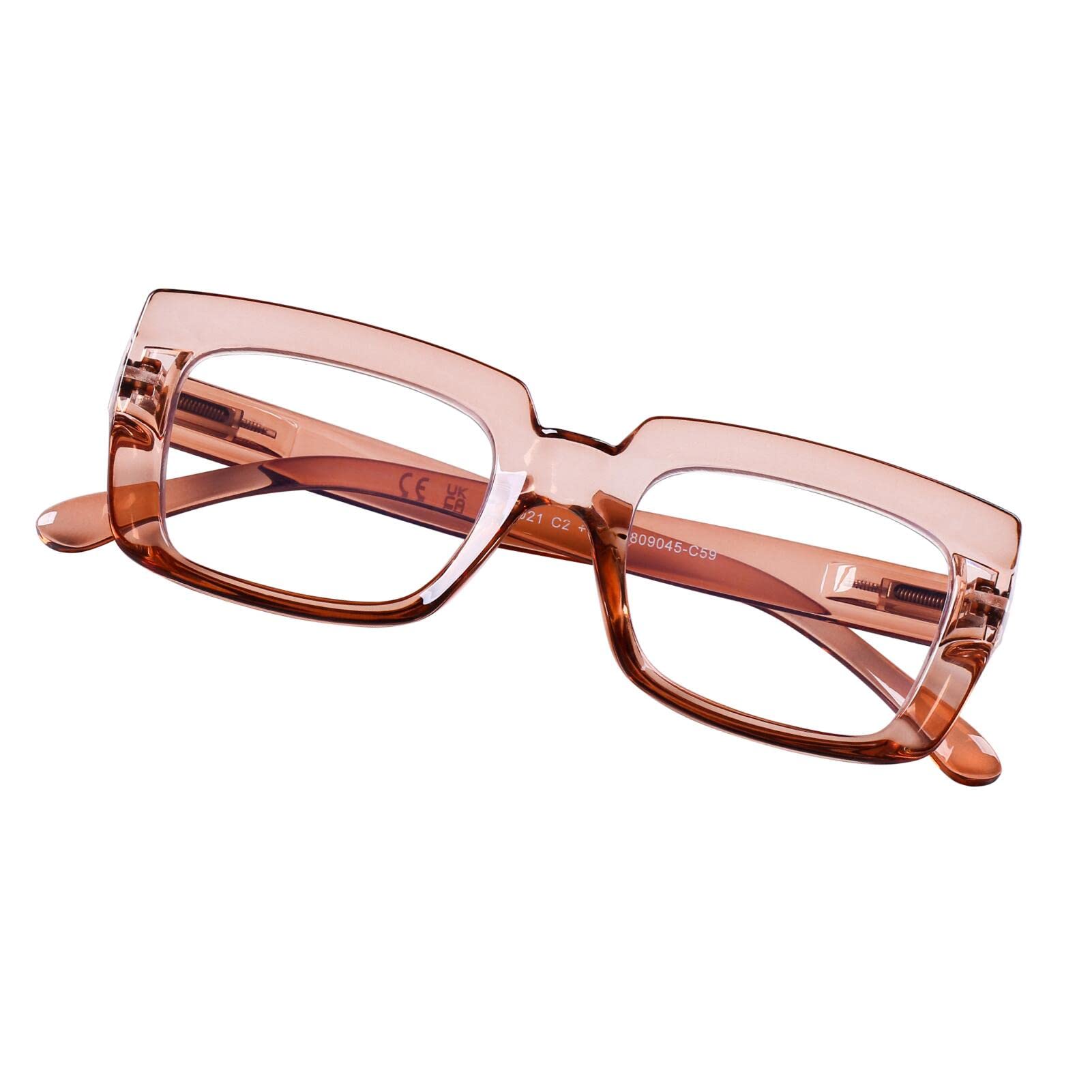 DOOViC Reading Glasses 1.75 - Blue Light Blocking Computer Readers Glasses Oversize Frame for Women (Champagne,Rectangular) — image 1