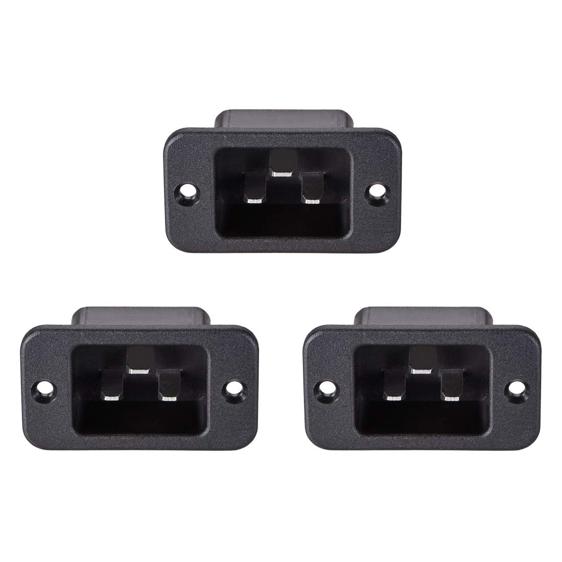 sourcing map C20 Panel Mount Plug Adapter AC 250V 16A 3 Pins IEC Inlet Module Plug Power Connector Socket Staight Pack of 3
