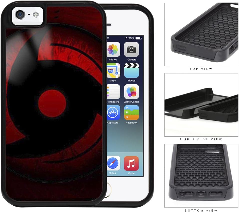 Sharingan Mirror Wheel Eye 2-Piece Dual Layer High Impact Rubber Silicone Cell Phone Case Apple iPhone 5 5s