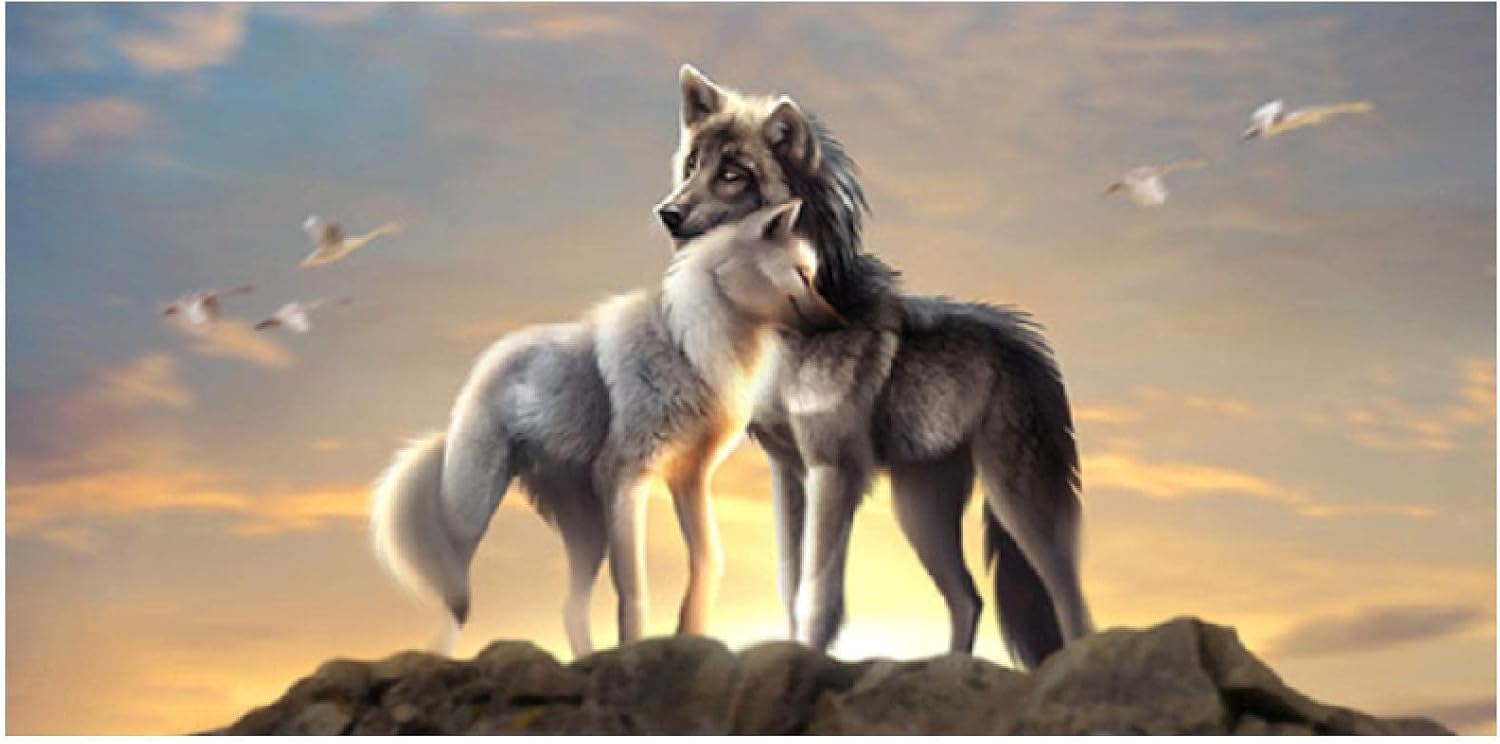 Amazon モダンキャンバスhdプリント動物カップルオオカミ動物アートキャンバス絵画ポスターとプリントウォールアートリビングルーム家の装飾 40x80cm フレームレス ウォールステッカー オンライン通販