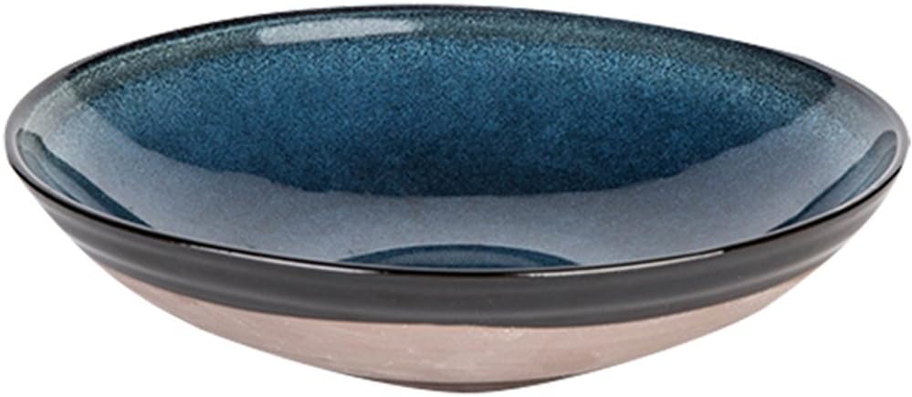 Ceramic Large Soup Ramen Bowl Fruit Salad Pasta Bowl Oven Microwave Safe Mixing Serving Bowls Home Tableware 9.2 inches Blue