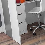 happybeds Pegasus High Sleeper Storage Bed, Wood Desk & Wardrobe, White, 3FT view 4