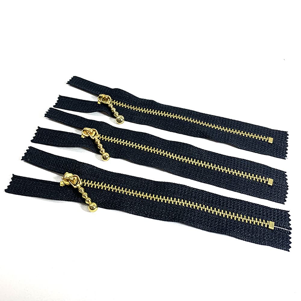 3# Metal Zipper Closure, 3 Pieces/Pack, Suitable for Clothing, Shoes, Crafts, etc. (3# 14 CM, 332999)