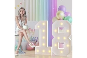 JoyMuse 3ft Marquee Numbers 18, Large Light Up Numbers 18, 18th Birthday Party Decorations for Girls and Boys, Yellow Light