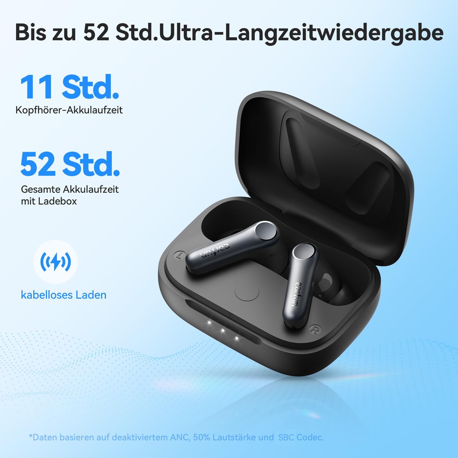 EarFun Air Pro 4 Bluetooth Kopfhörer mit Adaptive Hybride Geräuschunterdrückung, aptX Lossless, Hi-Res Audio, LDAC, 6 Mikrofone cVc 8.0 KI Anrufe, 52H Akku, Multipoint, Bluetooth 5.4, In-Ear Detection 6