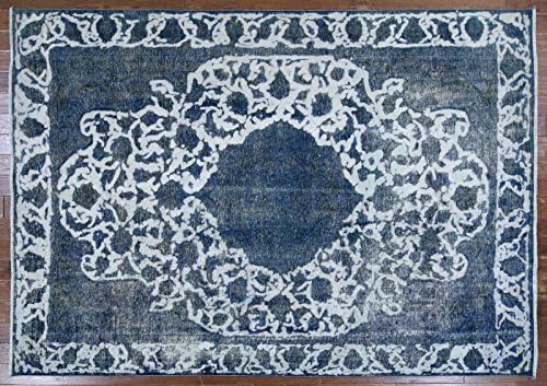 Vintage Persian Overdyed 8'x11' Blue Hand Knotted Oriental Wool Area Rug W206