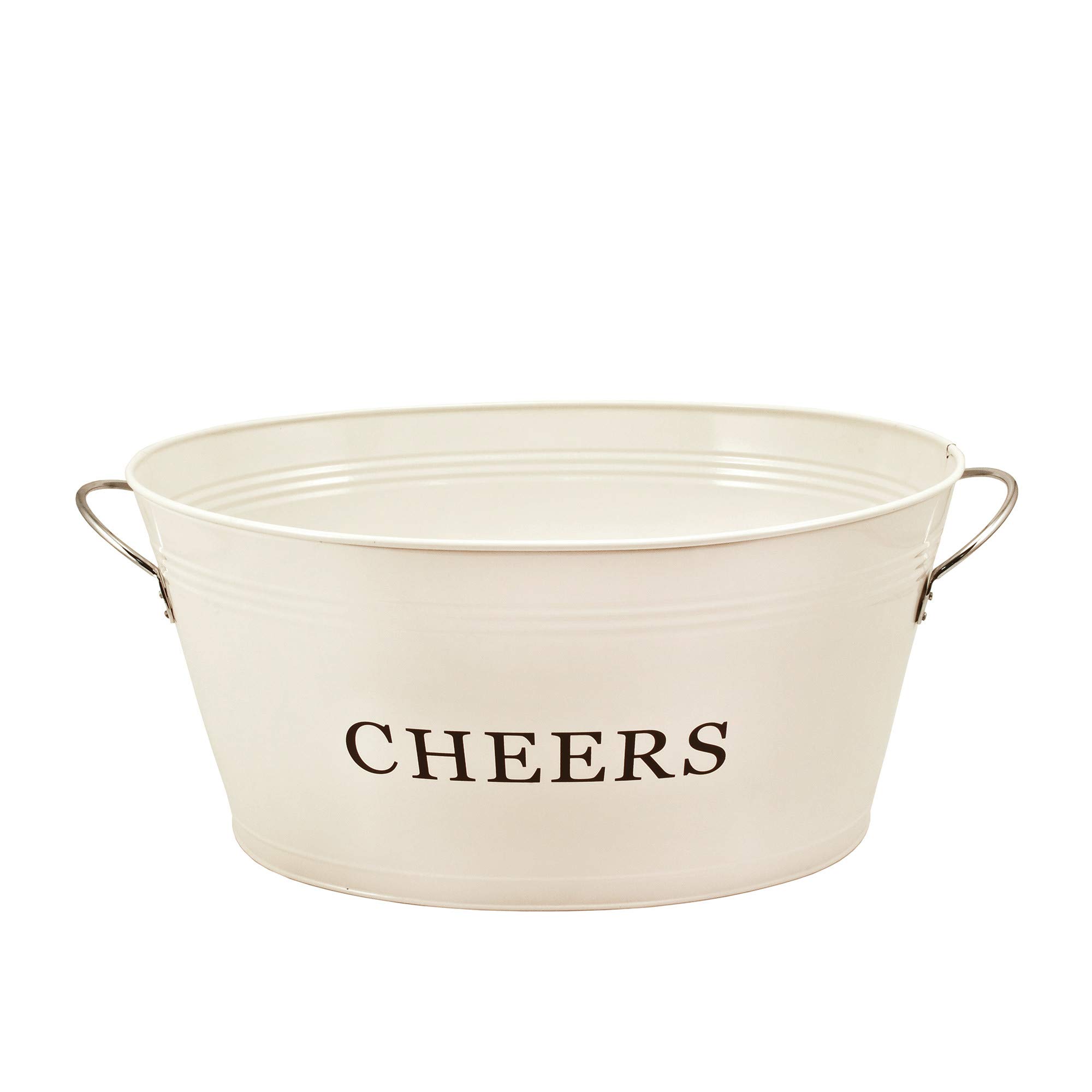 Twine Cheers Beverage Tub, Galvanized Tubs for Entertaining, Drink Buckets for Parties, Large Ice Tub and Gift Basket, Beer Buckets, Cream, 6.3 Gallons Set of 1