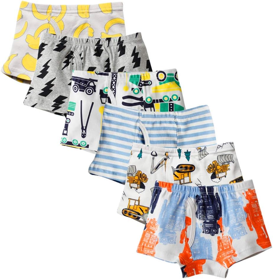 Anntry Kids Soft Cotton Toddler Underwear Little Boys Assorted Boxer Shorts Briefs Age 2-7 Years(Pack of 6)