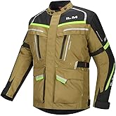 ILM Men's Street Motorcycle Jacket with CE Armor and Detachable Thermal Liner All Season Waterproof Adventure Touring Jackets Model JRL3 Yellowish Brown, L