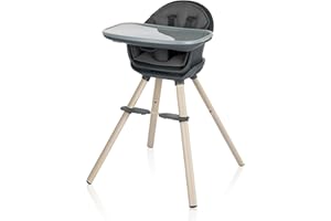 Maxi-Cosi Moa 8-in-1 High Chair, removable kitchen booster, converts to stool, table and chair, easy to clean, Beyond Graphit