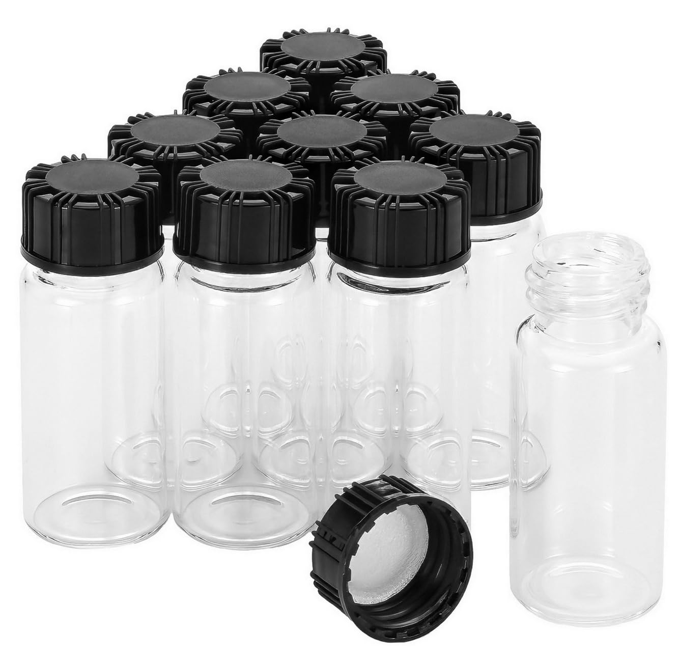 Photo 1 of 0.3 Oz Clear Glass Vials with Screwcap Empty Bottles Liquid Sample Glass Bottles for Travel, Pack of 10