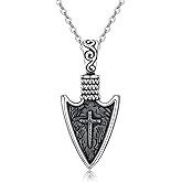 YAFEINI Arrowhead Necklace Sterling Silver Norse Viking Arrow Pendant Amulet Necklace Birthday Jewelry Gifts for Men
