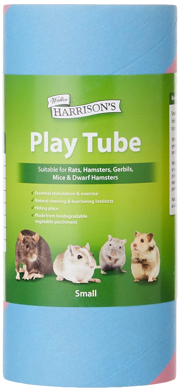 Walter Harrison's Small Animal Portable Play Tube, Hideaway Exercise Pet Tunnel For Rats, Hamsters, Gerbils, Mice, Dwarf Hamsters - Small - 6.2cm