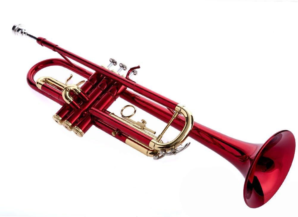Hawk WD-T314-RD Bb Trumpet with Case and Mouthpiece, Red: Musical Instruments