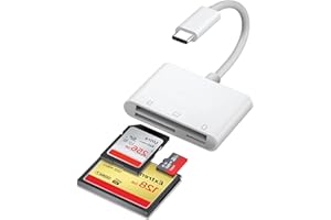 HTRENC USB C SD Card Reader for iPhone 15/ iPad/Android/Mac/Laptop, 3 in 1 Type C CF/SD/TF Memory Card Adapter, Digital Camera Viewer Compatible with Galaxy/MacBook Most USB C Accessories