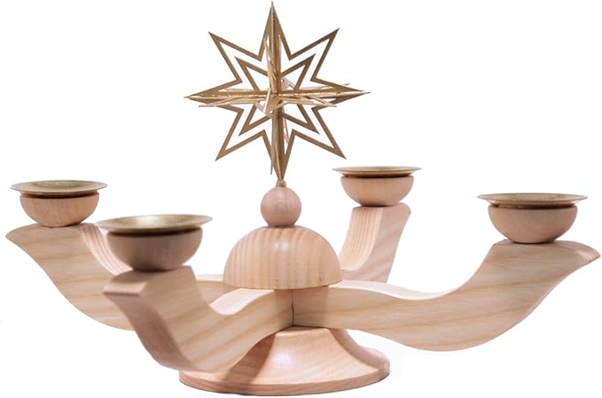 Wooden German Christmas Advent Candle Holder with Star Made in Germany
