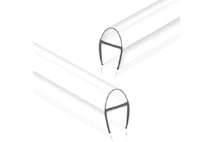 Dzhuywer Frameless Shower Door Seal Strip 2 Pack x 78 Inch U for 3/8" Thick Glass Shower Door Side Seal Strip Bottom Seal Door Sweep Ultra Clear Polycarbonate, Stop Shower Leaks Create A Water Barrier