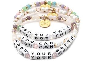Little Words Project Mother's Day Gifts, The Original Word Bracelet, Made with Colorful Beads and Plated Brass Hardware, Handcrafted Design & Positive Message